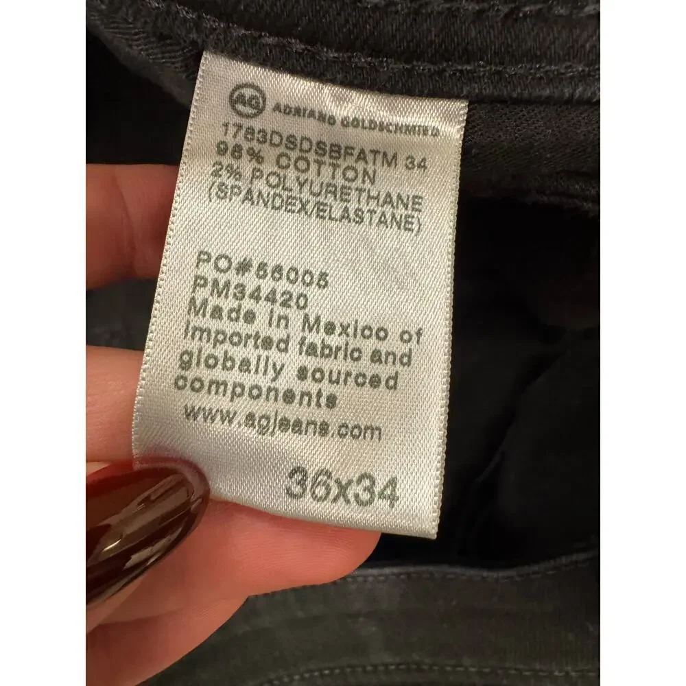 AG Adriano Goldschmied Men's Size 36x34 Black Tellis Modern Slim Jeans